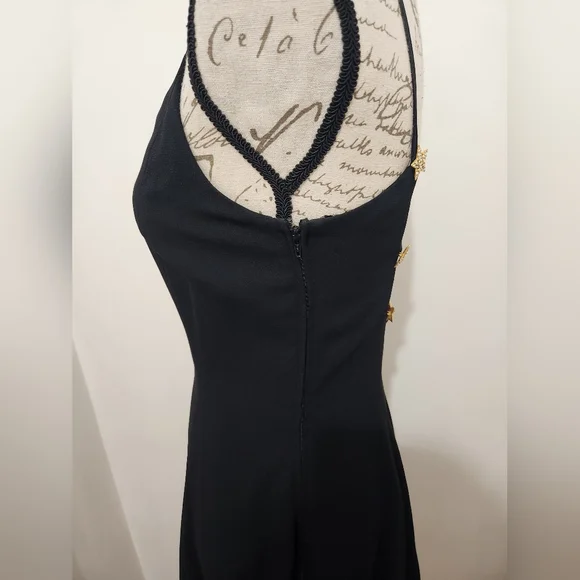 Vintage Kathryn Conover Black Dress. Featuring Strappy Star Back. Size 4. - Picture 4 of 6